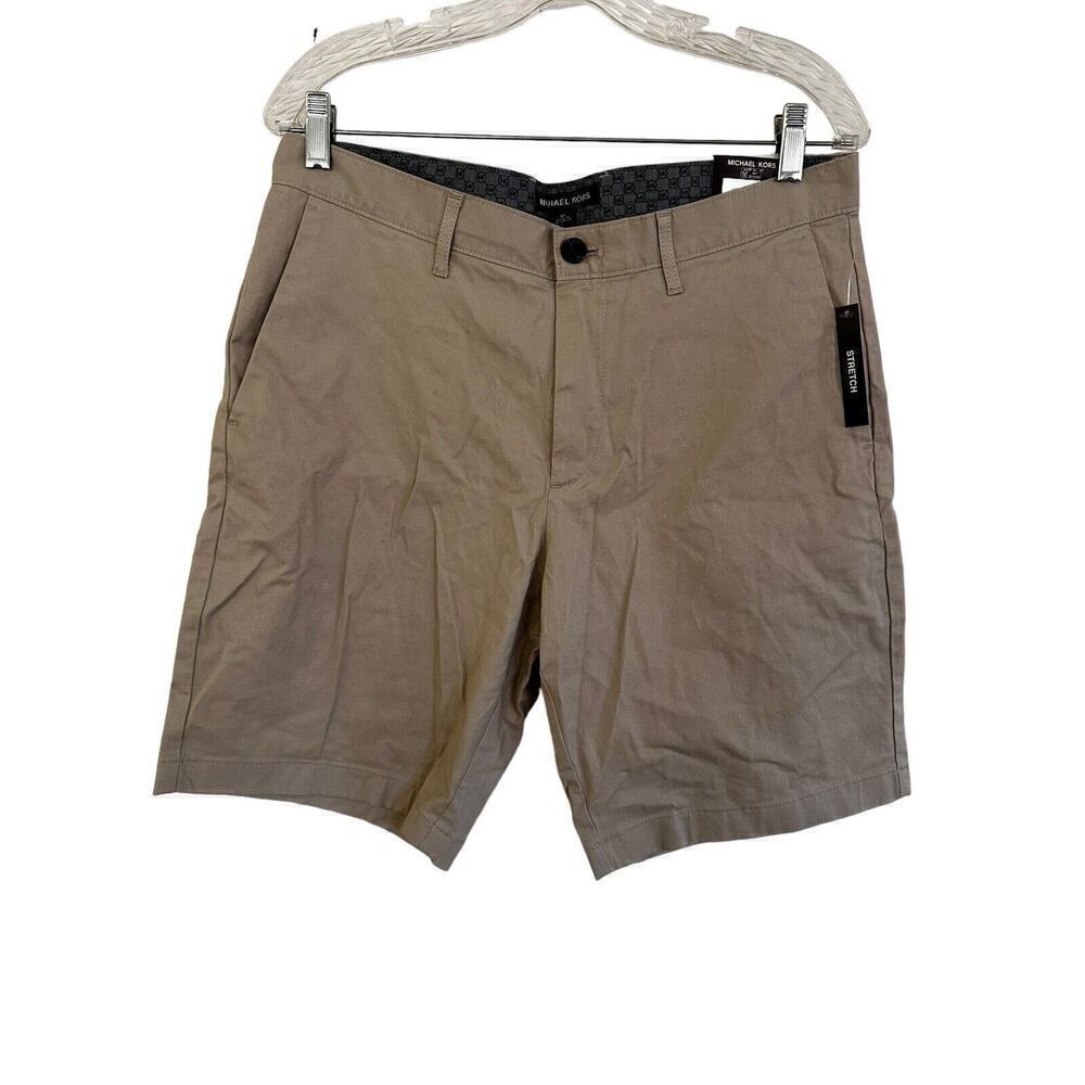 Michael Kors Mens Spring 1 Classic Fit Stretch Khaki Shorts Size 31